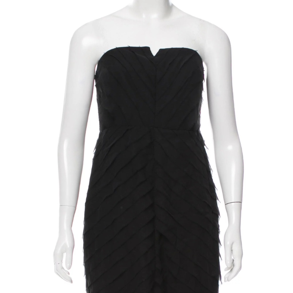 ADAM Strapless Tiered Silk Black Cocktail Dress 0